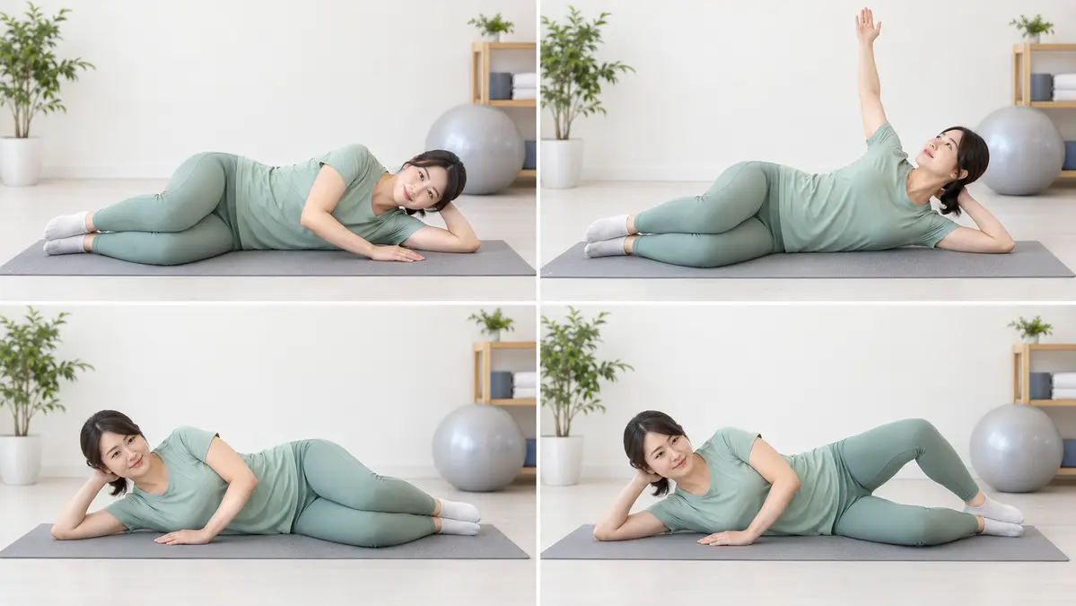 腰をひねるとつらい人向けの胸郭回旋とクラムシェル
