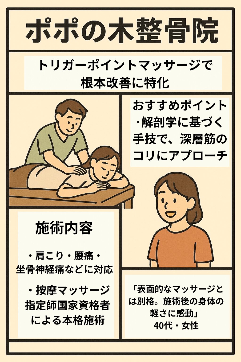 トリがポイントによる施術内容について説明画像