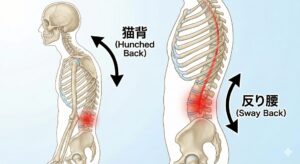 大和市 脊柱管狭窄症 原因 不良姿勢 猫背 反り腰