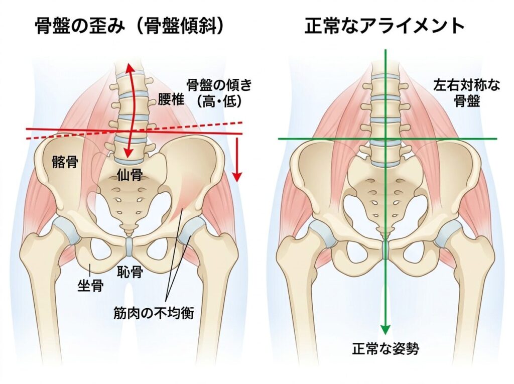骨盤の歪みと連動性の問題　イメージ画像