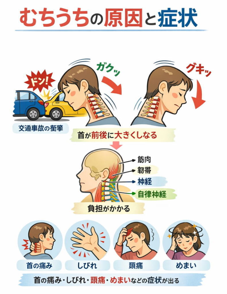 むちうちの図解イメージ