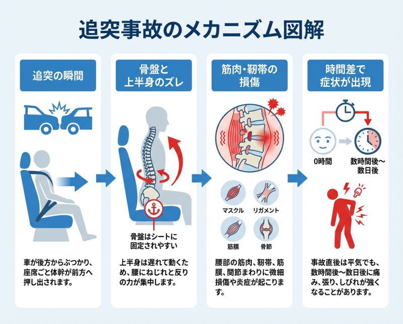 追突事故のメカニズム図解