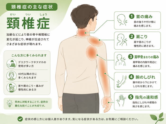 頚椎症（けいついしょう）の主な症状