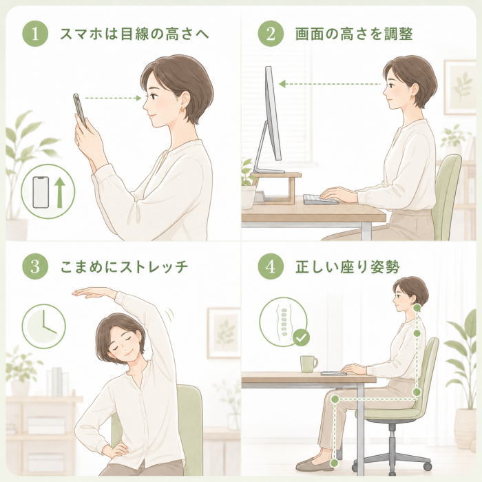 ご自宅で意識したいストレートネック対策