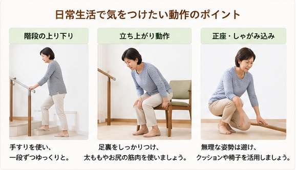 変形性膝関節症の方の日常動作のポイント