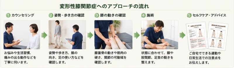 変形性膝関節症へのアプローチの流れ