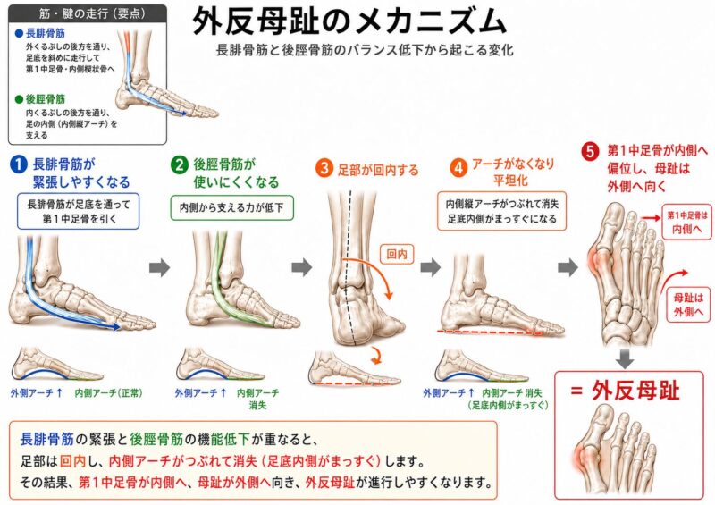 外反母趾のメカニズムの図解